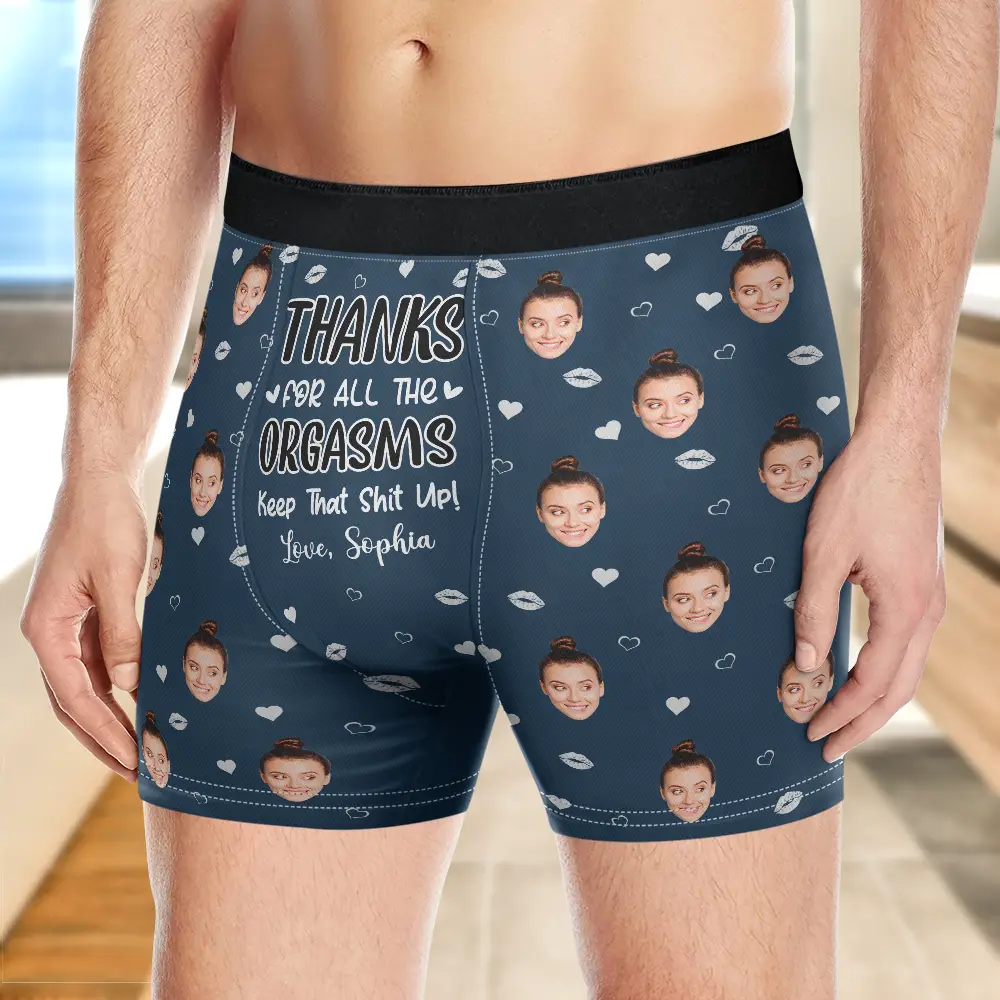 Custom Photo Thanks For All The Orgasms - Personalized Men's Boxer Briefs - Image 4