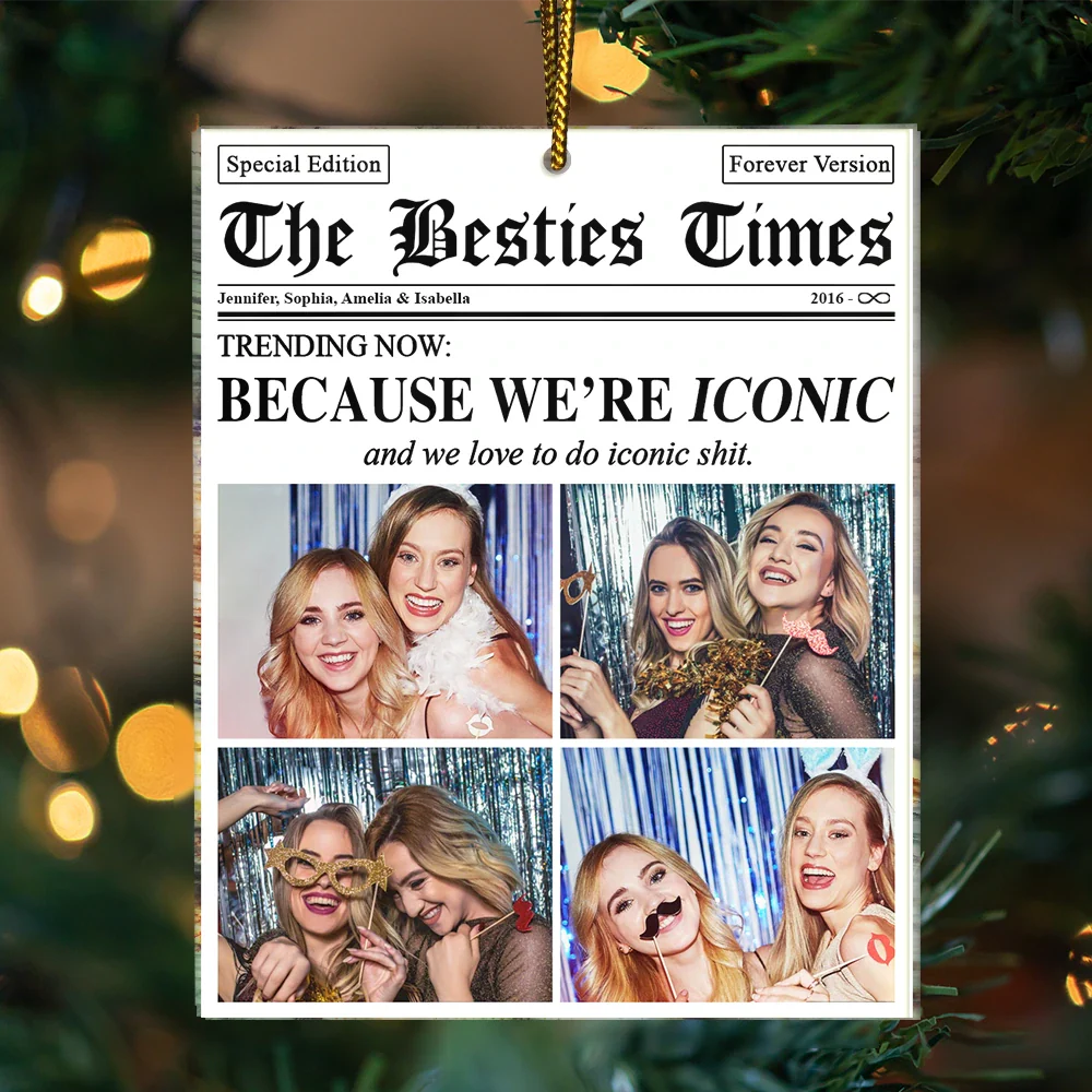Custom Photo The Besties Times We Are Iconic - Personalized Custom Shaped Acrylic Ornament - Image 3