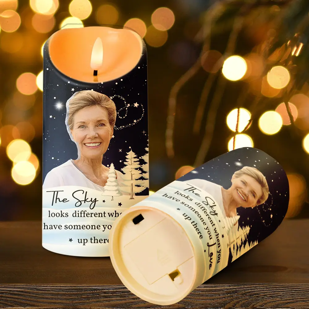 Custom Photo The Brightest Star In The Sky Memorial Family - Personalized Flameless LED Candle - Image 5