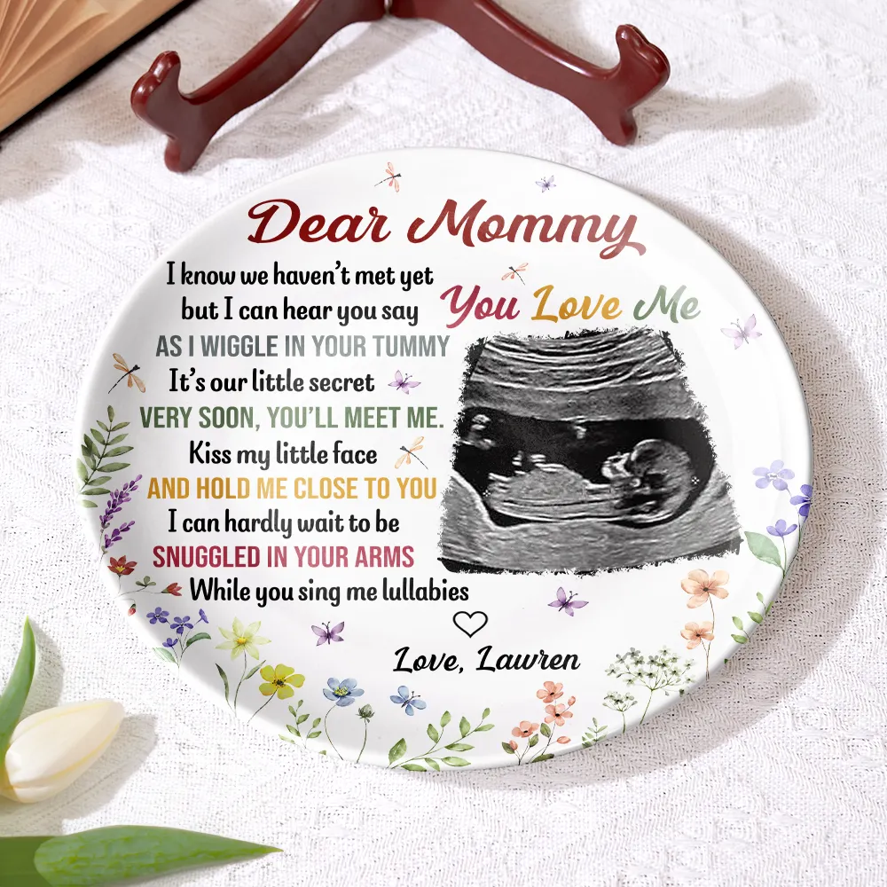 Custom Photo The Bump Snuggles In Your Arms - Personalized Ceramic Plate - Image 4