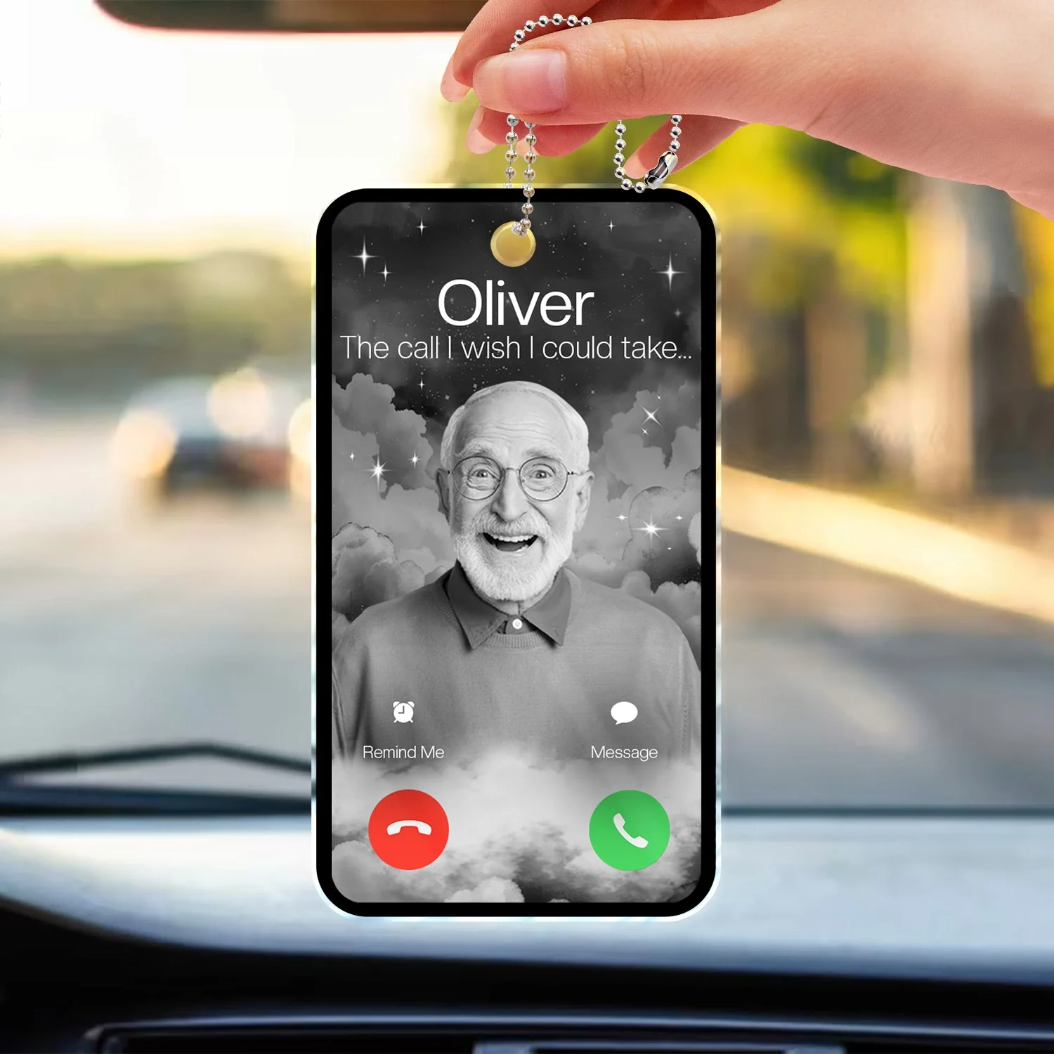 Custom Photo The Call I Wish - Memorial Gift For Family, Dad, Mom, Grandpa, Grandma - Personalized Acrylic Car Hanger - Image 4