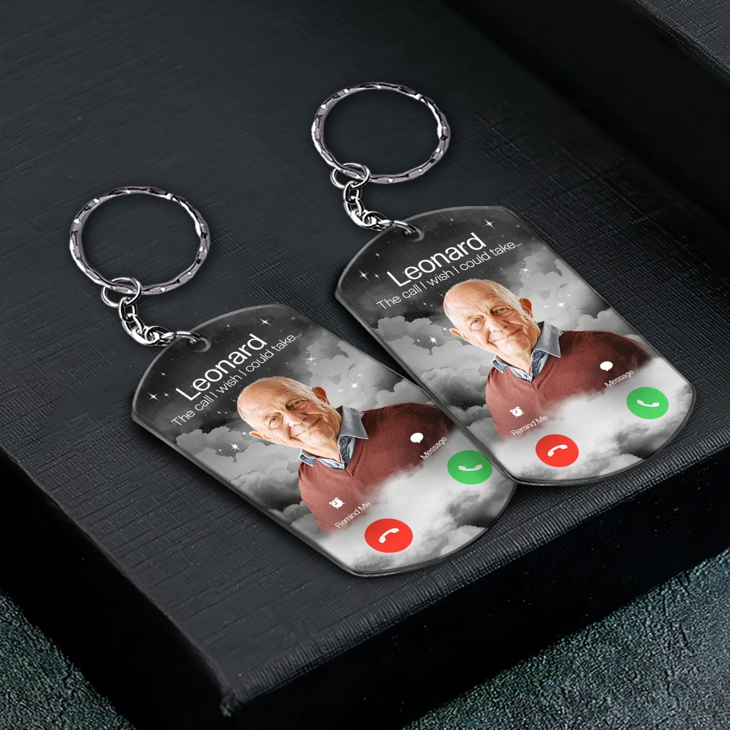 Custom Photo The Call I Wish - Memorial Gift For Family, Dad, Mom, Grandpa, Grandma - Personalized Aluminum Keychain - Image 3