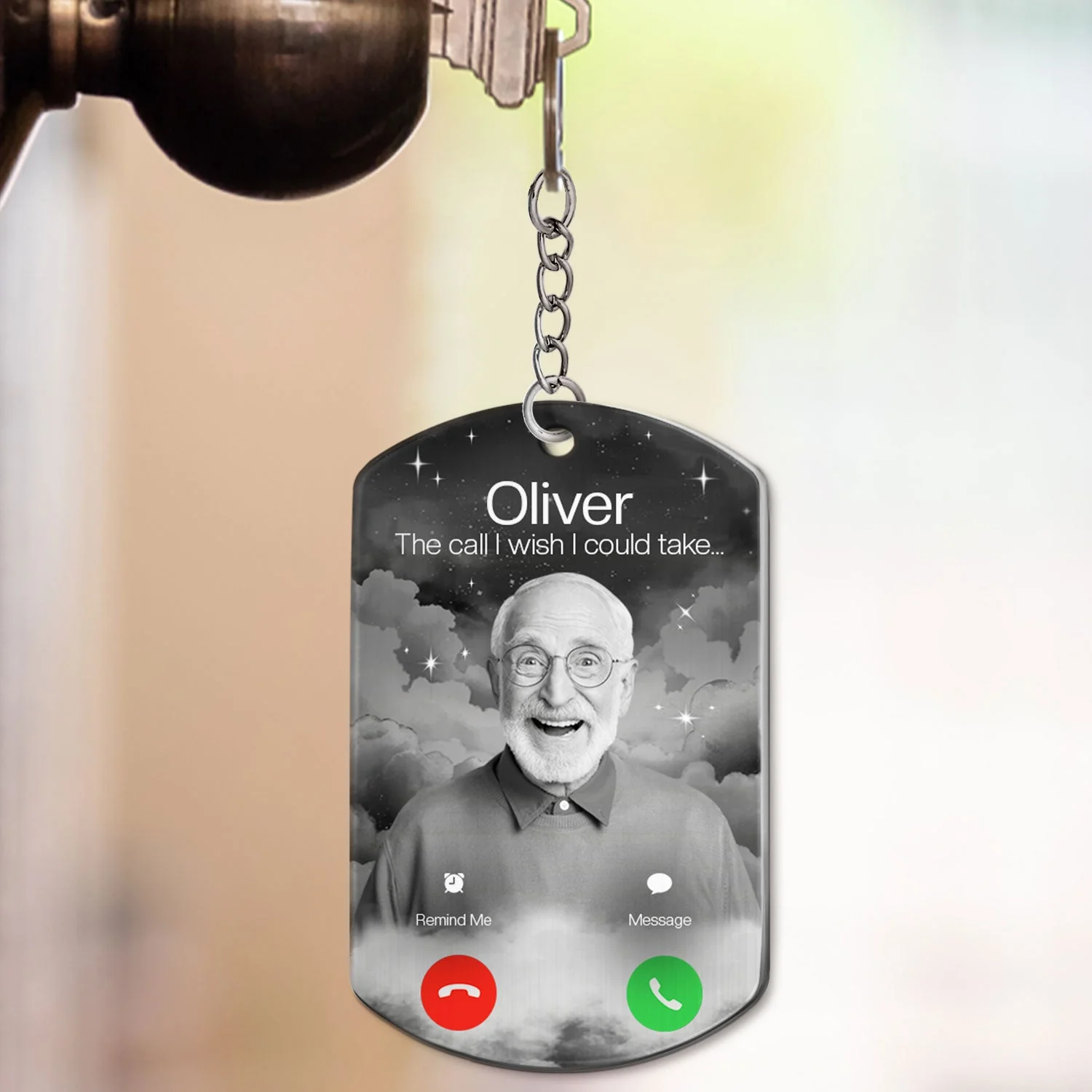 Custom Photo The Call I Wish - Memorial Gift For Family, Dad, Mom, Grandpa, Grandma - Personalized Aluminum Keychain - Image 4