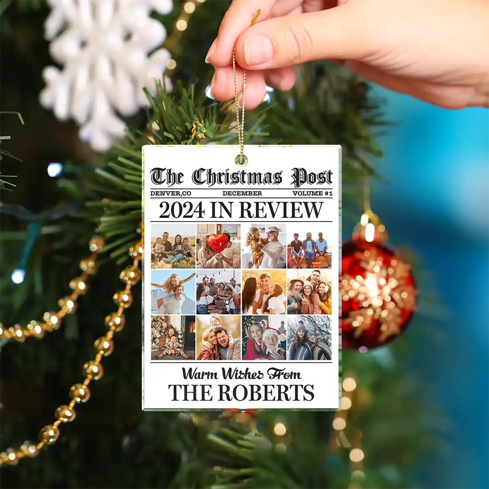 Custom Photo The Christmas Post What A Year For Family And Friends - Personalized Custom Shaped Acrylic Ornament - Image 4