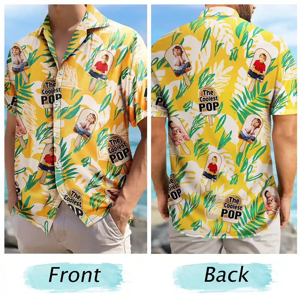 Custom Photo The Coolest Pop - Personalized Hawaiian Shirt - Image 5