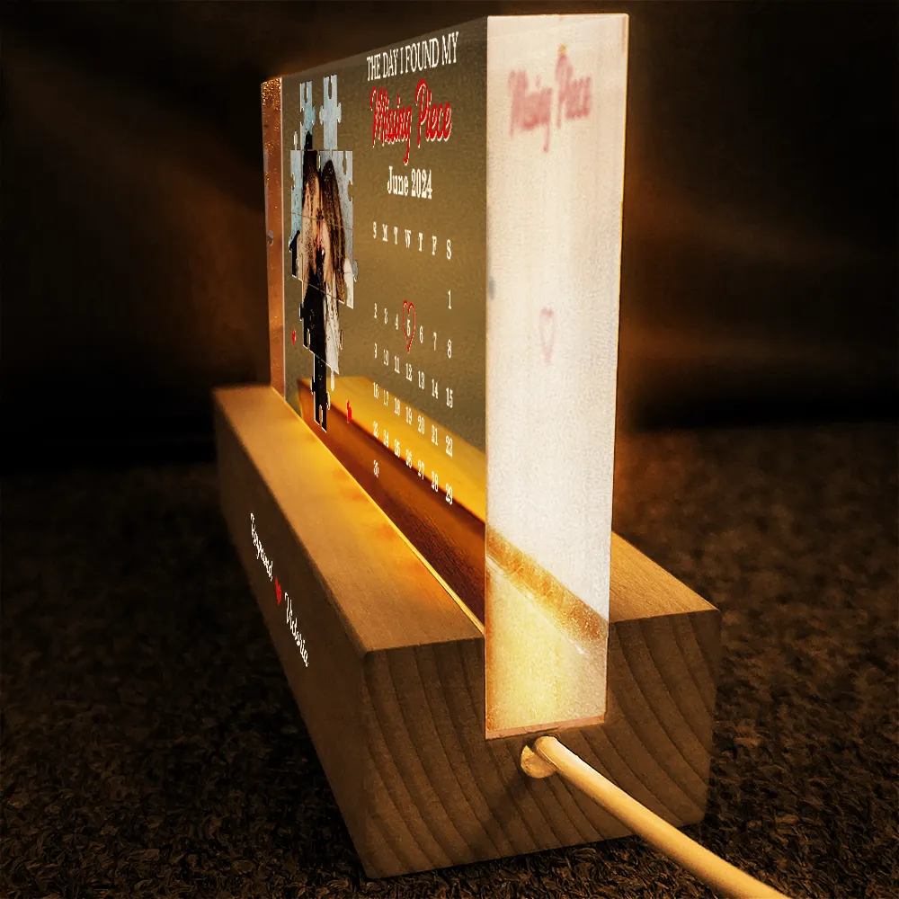 Custom Photo The Day I Found My Missing Piece - Personalized Rectangle LED Light - Image 4