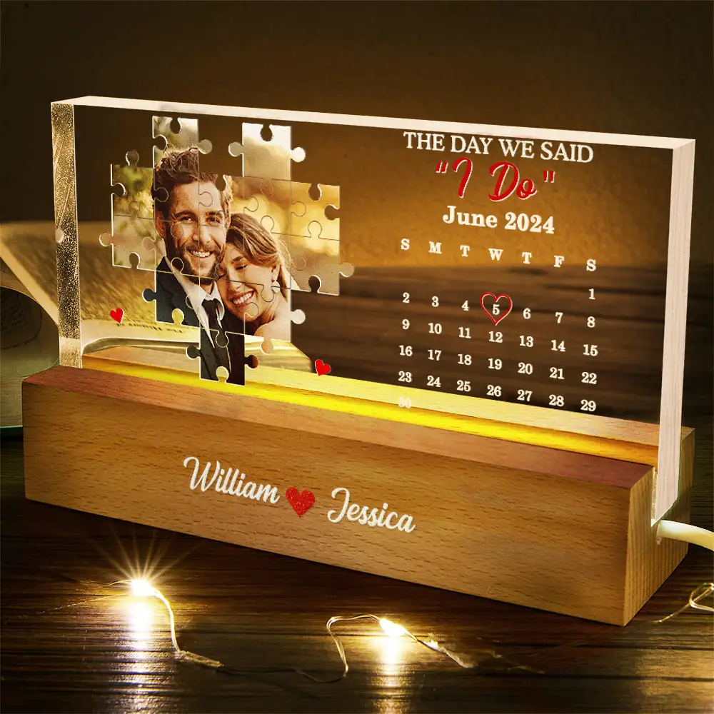Custom Photo The Day I Found My Missing Piece - Personalized Rectangle LED Light - Image 5