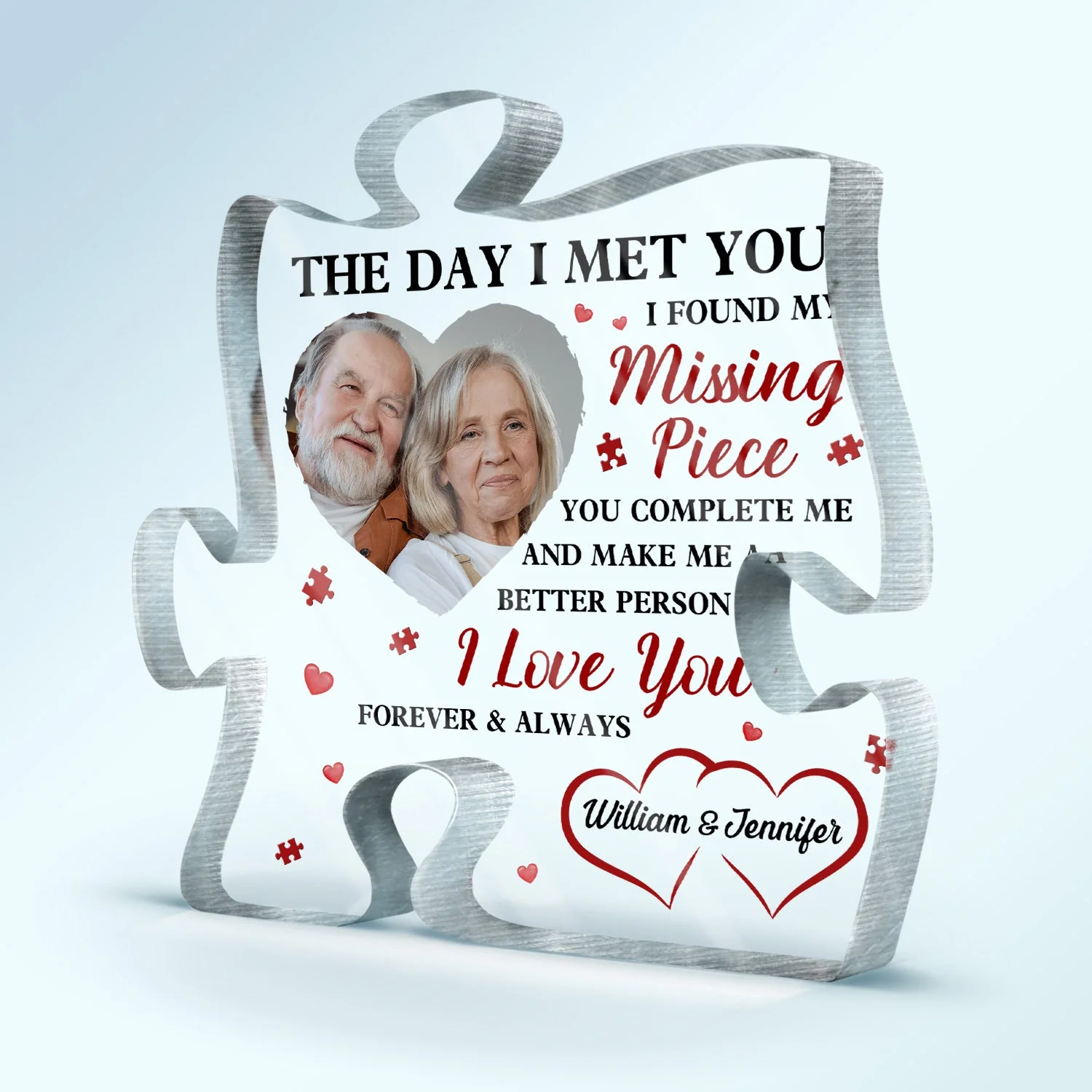 Custom Photo The Day I Met You - Gift For Couples - Personalized Puzzle Shaped Acrylic Plaque - Image 2