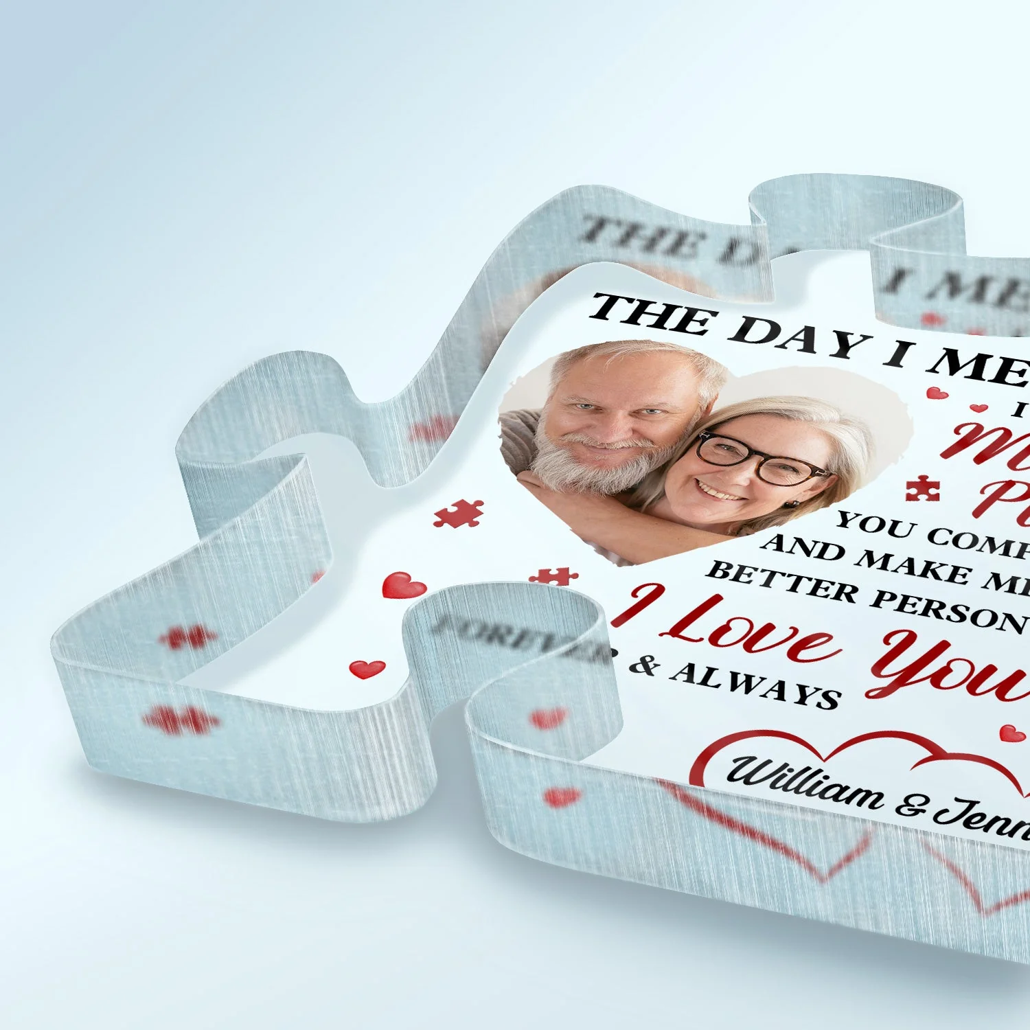 Custom Photo The Day I Met You - Gift For Couples - Personalized Puzzle Shaped Acrylic Plaque - Image 3