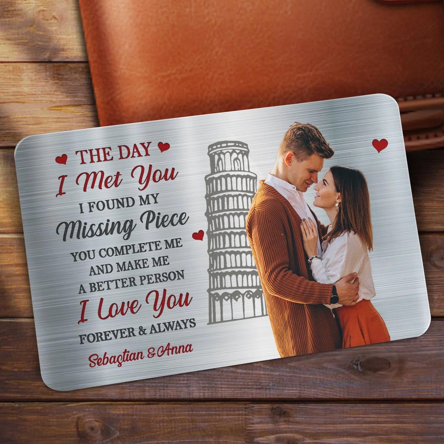 Custom Photo The Day I Met You I Found My Missing Piece - Anniversary Gift For Spouse, Lover, Couple - Personalized Aluminum Wallet Card - Image 3