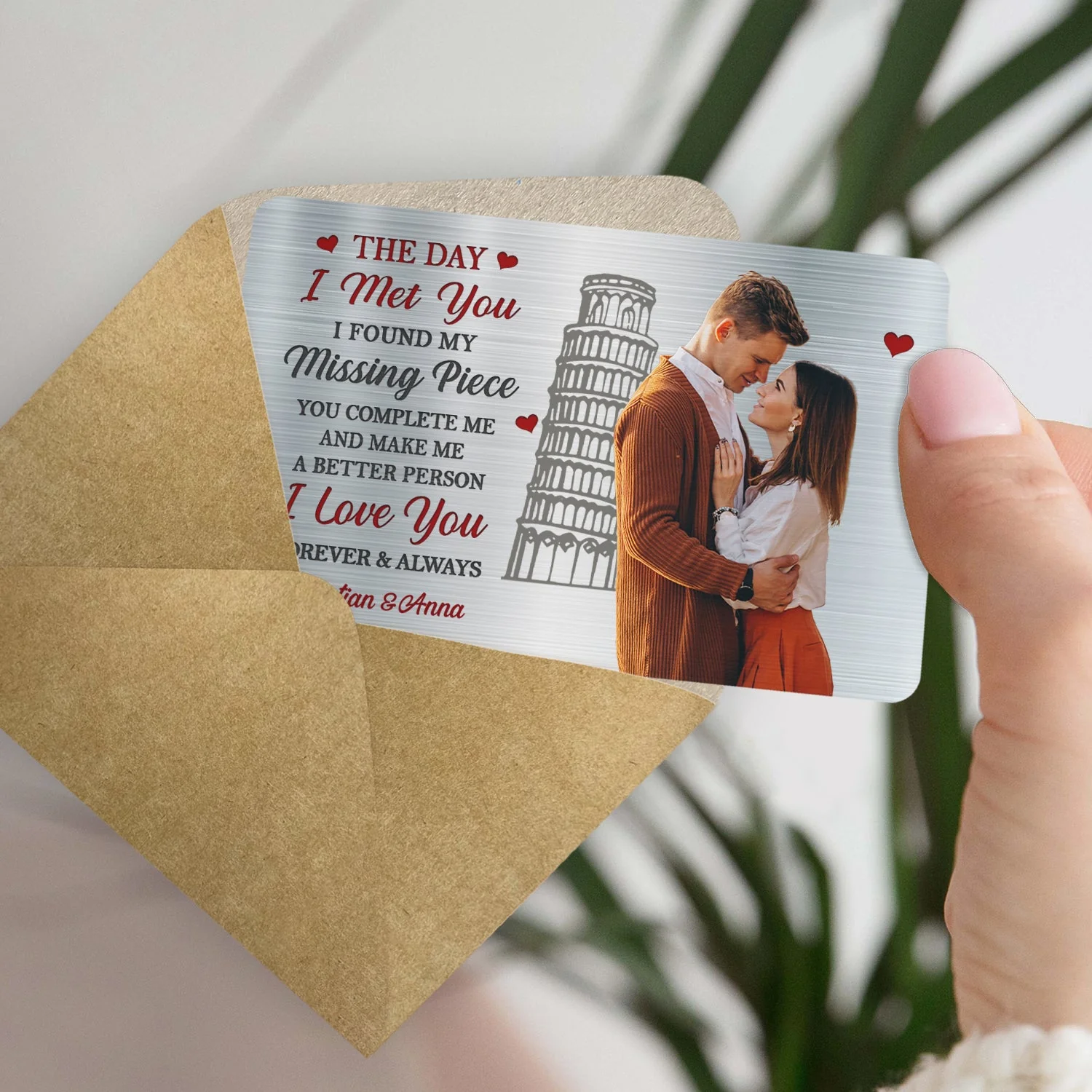 Custom Photo The Day I Met You I Found My Missing Piece - Anniversary Gift For Spouse, Lover, Couple - Personalized Aluminum Wallet Card - Image 5
