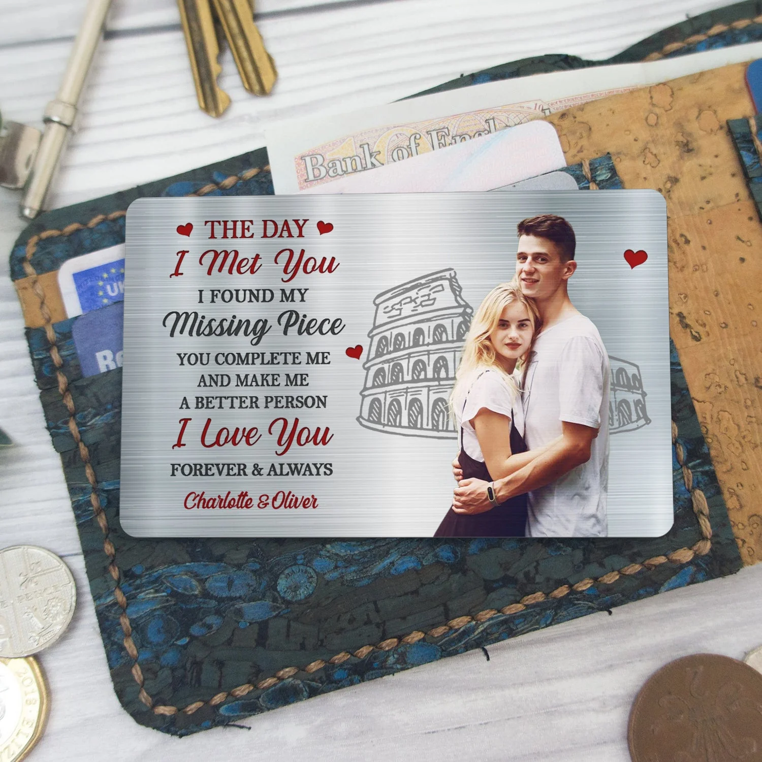 Custom Photo The Day I Met You I Found My Missing Piece - Anniversary Gift For Spouse, Lover, Couple - Personalized Aluminum Wallet Card - Image 6
