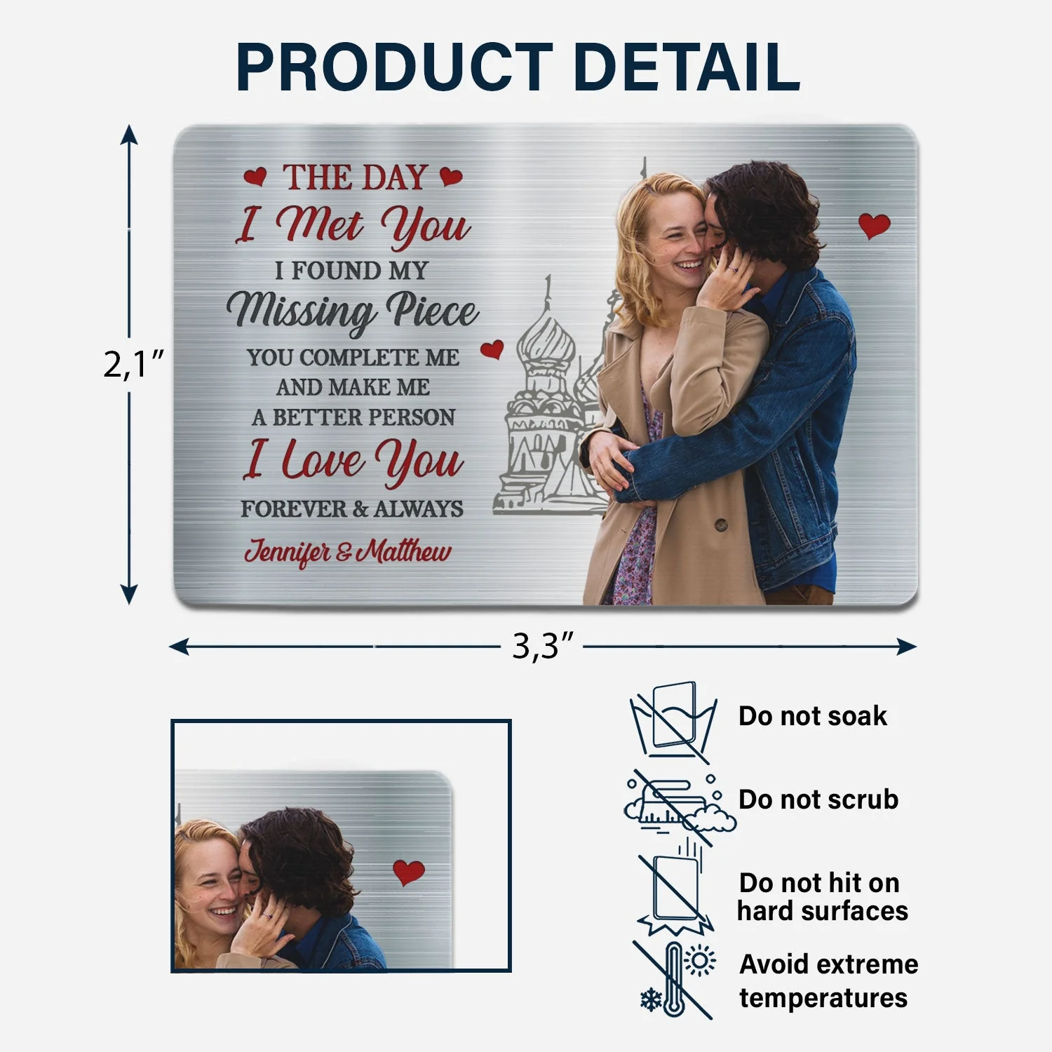 Custom Photo The Day I Met You I Found My Missing Piece - Anniversary Gift For Spouse, Lover, Couple - Personalized Aluminum Wallet Card - Image 7