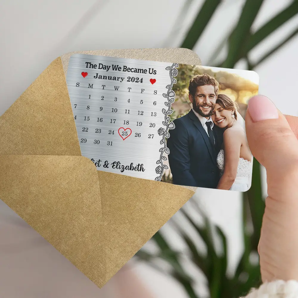 Custom Photo The Day Our Journey Began Couple - Personalized Aluminum Wallet Card - Image 5