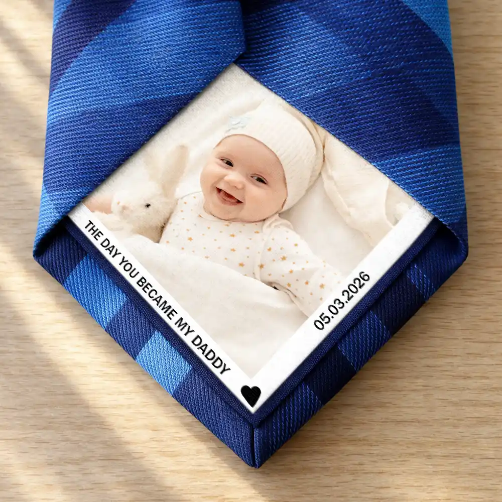 Custom Photo The Day You Became My Daddy - Personalized Fabric Tie Patch - Image 2