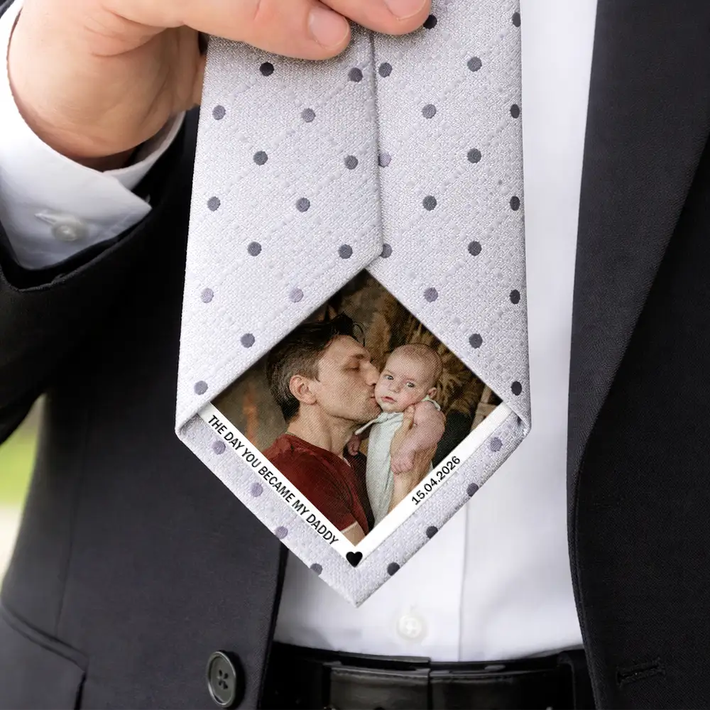 Custom Photo The Day You Became My Daddy - Personalized Fabric Tie Patch - Image 5