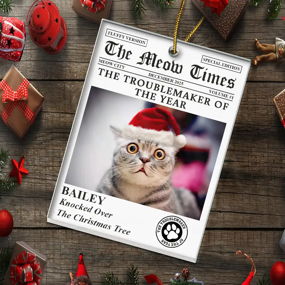 Custom Photo The Dog Times The Meow Times - Personalized Custom Shaped Acrylic Ornament - Image 6