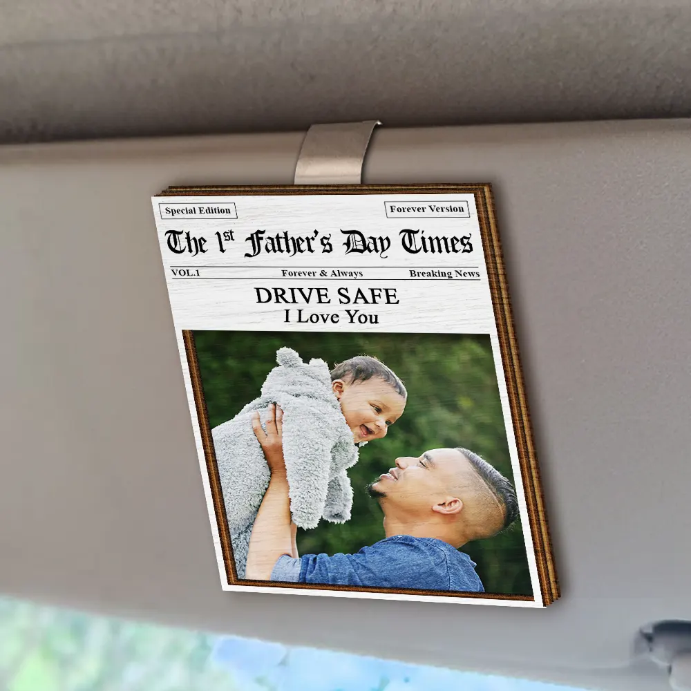 Custom Photo The Father's Day Times - Personalized Custom Shaped Car Visor Clip - Image 3