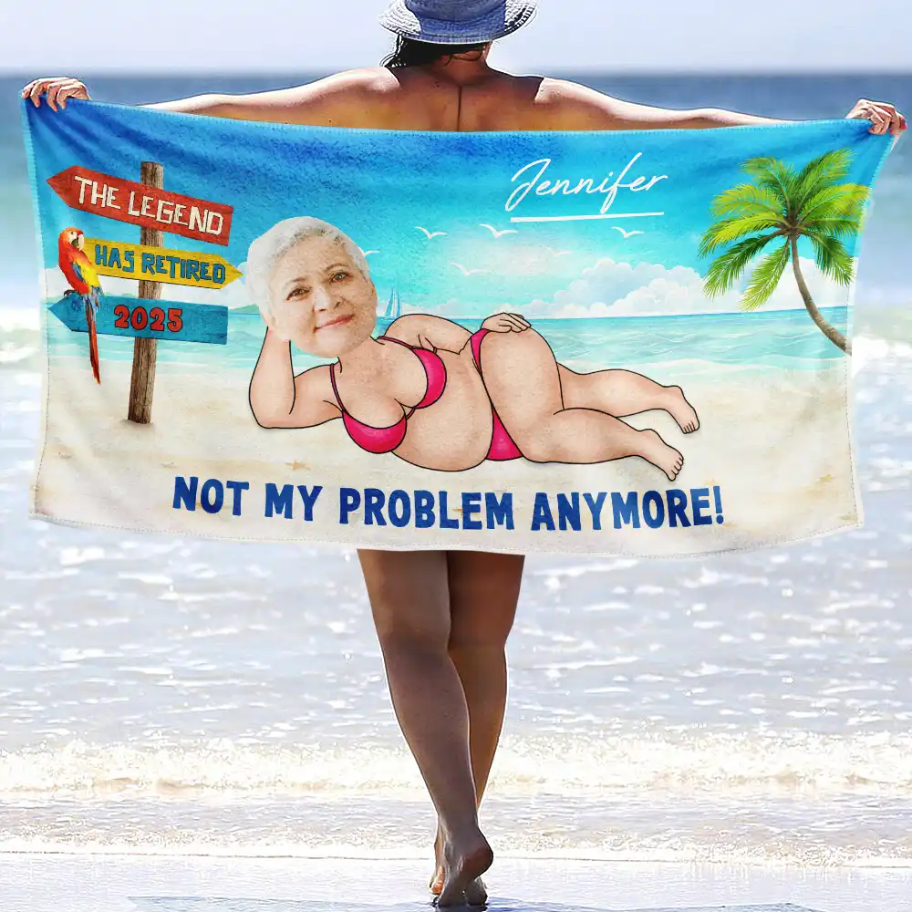 Custom Photo The Legend Has Retired - Personalized Beach Towel - Image 3