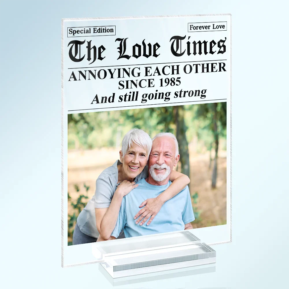 Custom Photo The Love Times Newspaper Theme - Personalized Vertical Rectangle Acrylic Plaque - Image 2