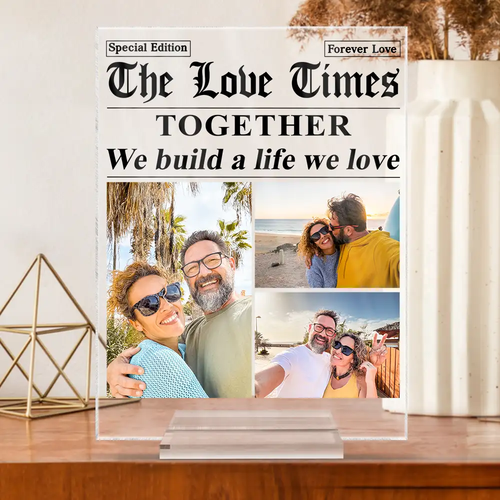 Custom Photo The Love Times Newspaper Theme - Personalized Vertical Rectangle Acrylic Plaque - Image 3