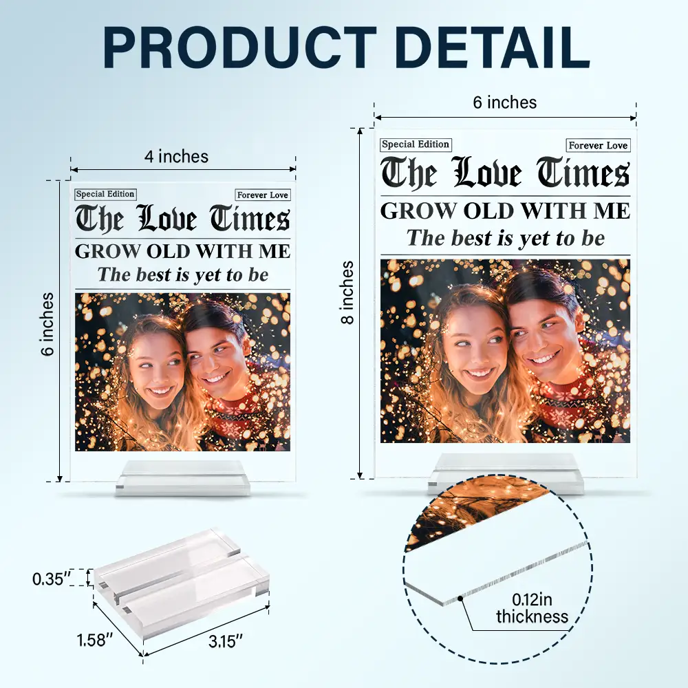 Custom Photo The Love Times Newspaper Theme - Personalized Vertical Rectangle Acrylic Plaque - Image 5