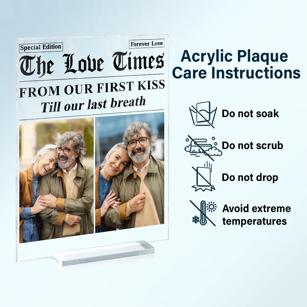 Custom Photo The Love Times Newspaper Theme - Personalized Vertical Rectangle Acrylic Plaque - Image 6