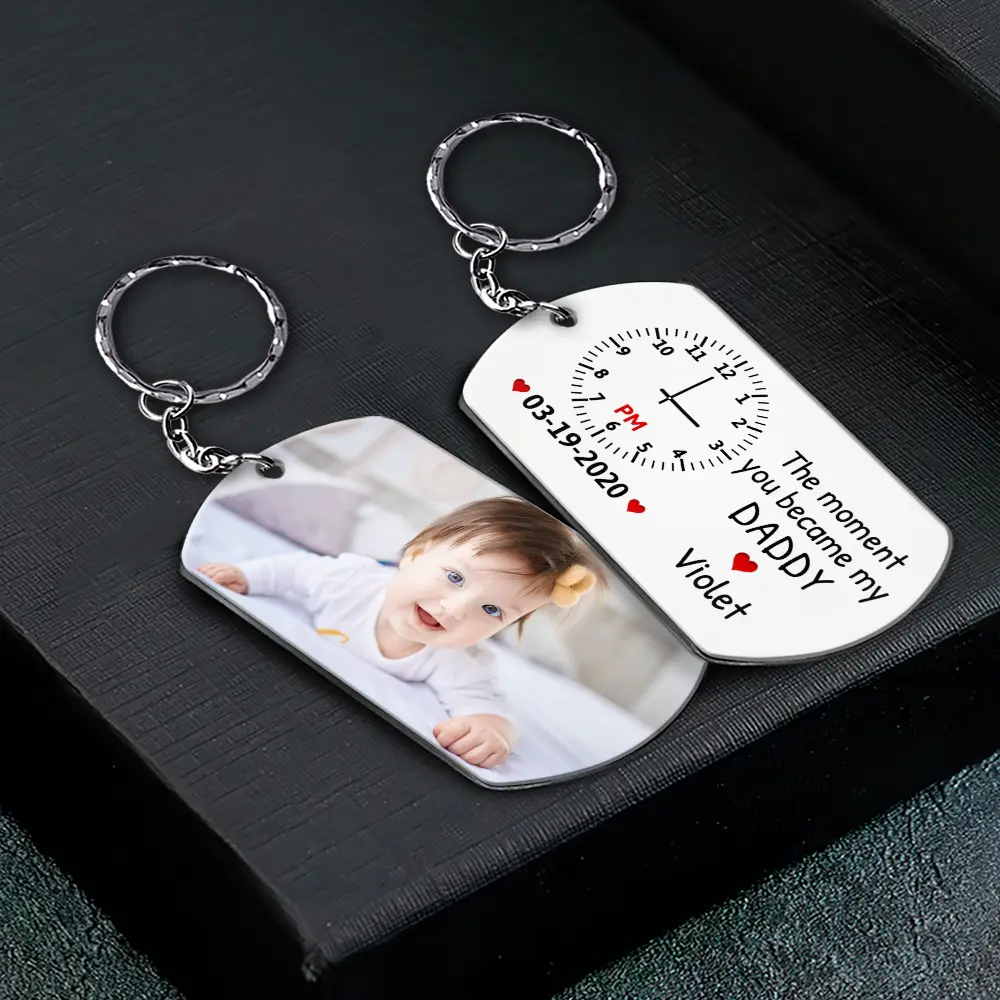 Custom Photo The Moment You Became My Mommy - Personalized Aluminum Keychain - Image 3
