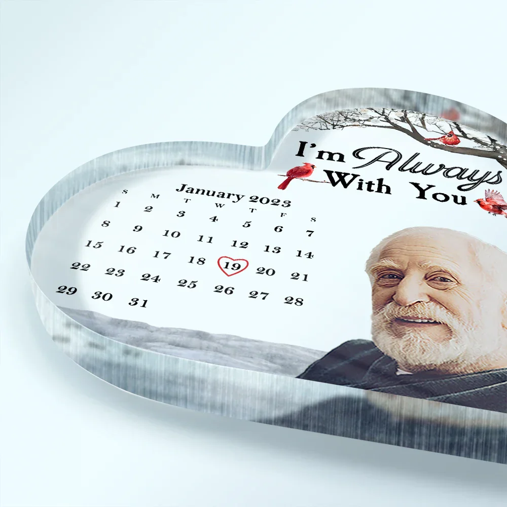 Custom Photo The Moment Your Heart Stopped Memorial Calendar - Personalized Heart Shaped Acrylic Plaque - Image 4