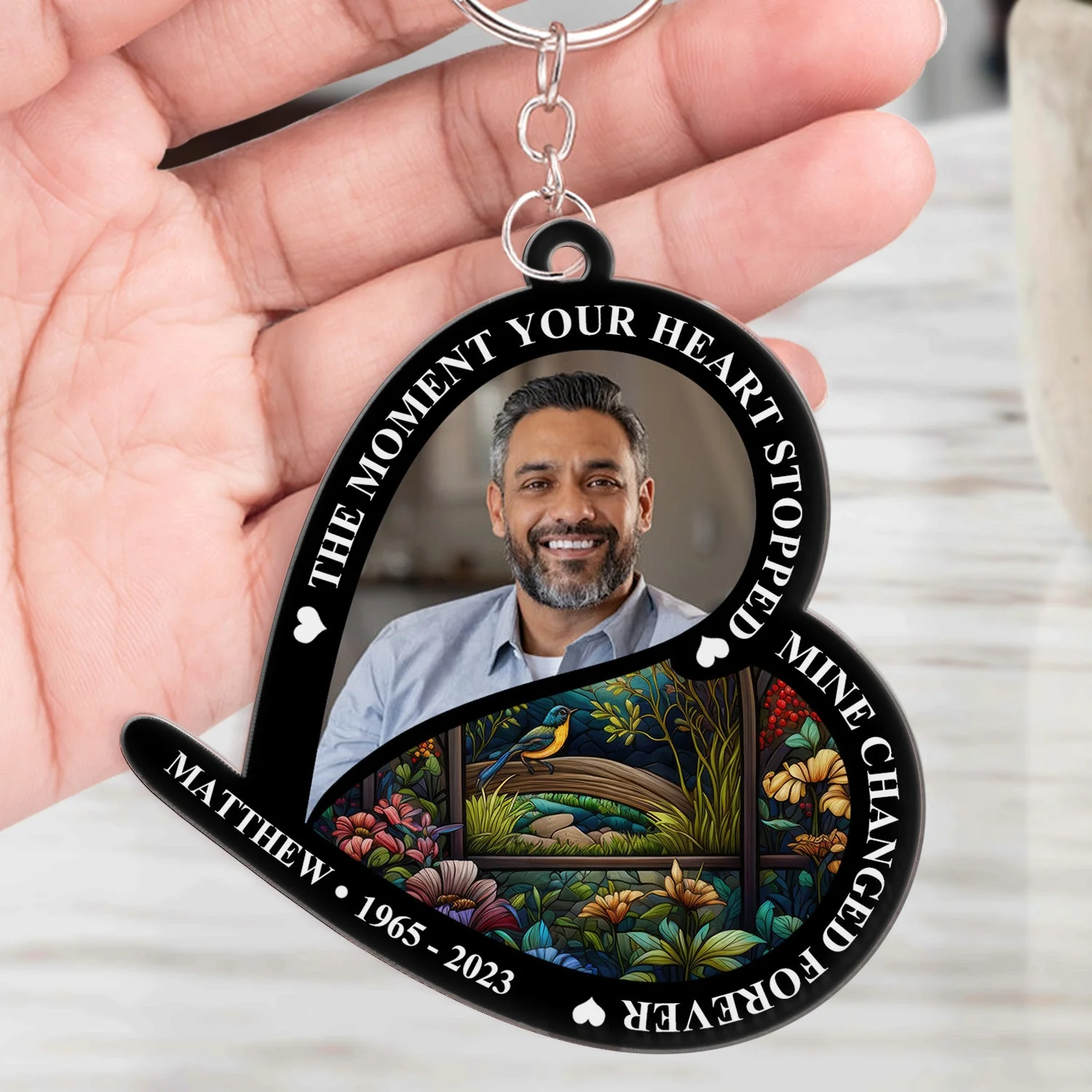 Custom Photo The Moment Your Heart Stopped - Memorial Gift For Family - Personalized Acrylic Keychain - Image 4