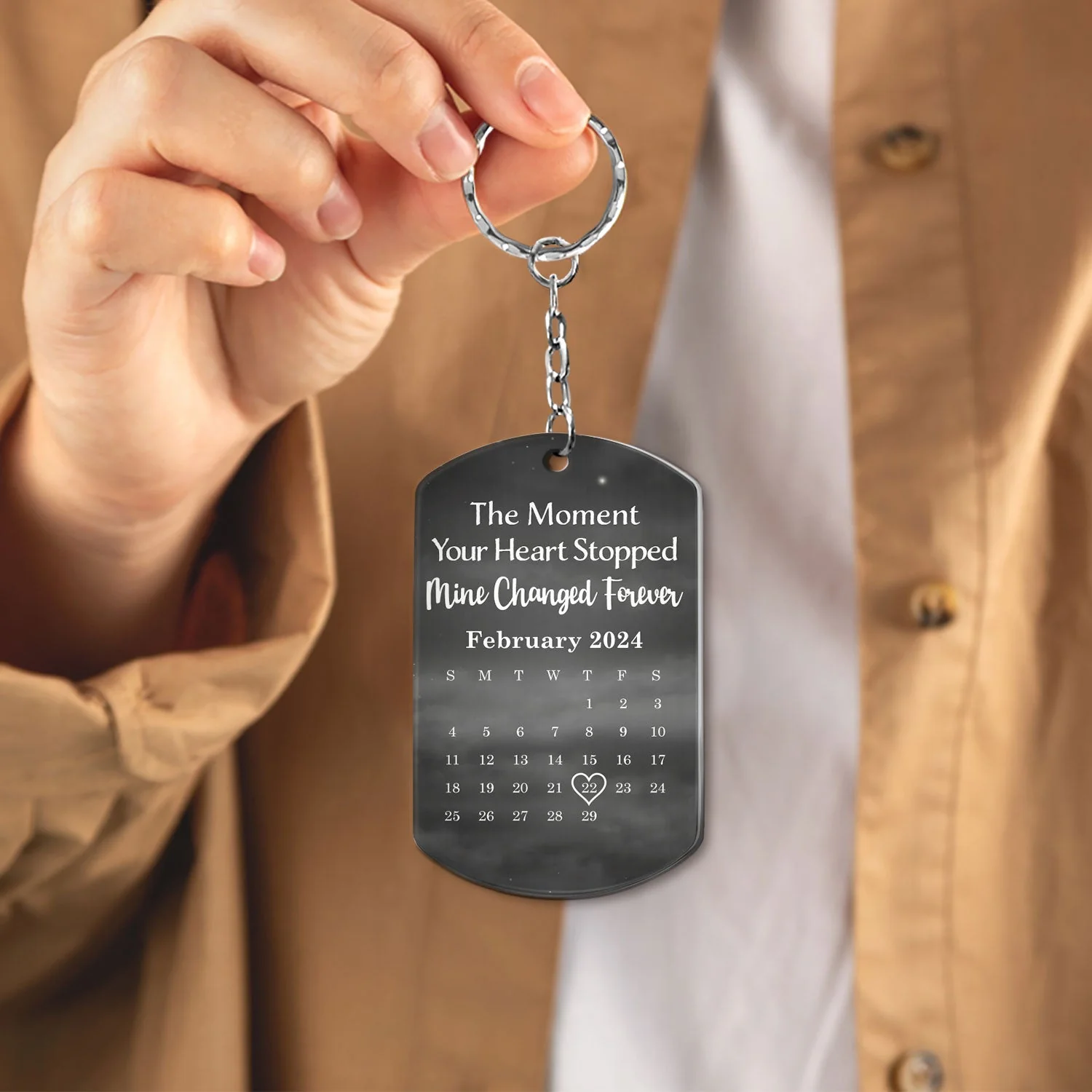 Custom Photo The Moment Your Heart Stopped - Memorial Gift For Family - Personalized Aluminum Keychain - Image 5