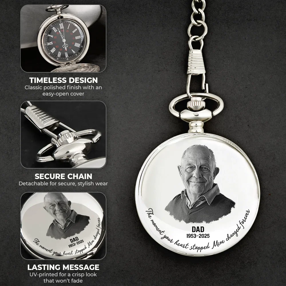 Custom Photo The Moment Your Heart Stopped Mine Changed Forever - Personalized Pocket Watch - Image 7
