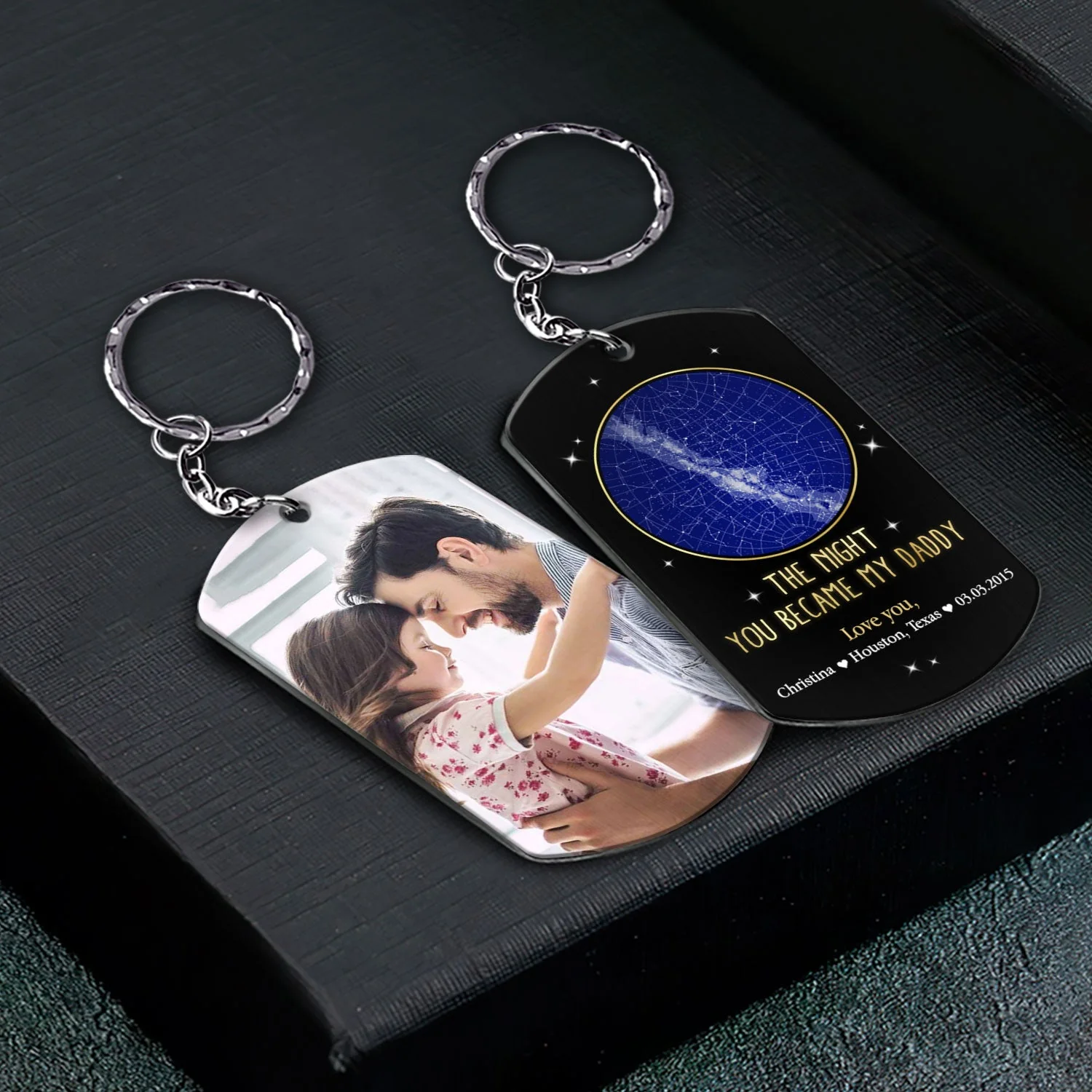 Custom Photo The Night You Became My Daddy Star Map - Gift For Dad, Father - Personalized Aluminum Keychain - Image 2