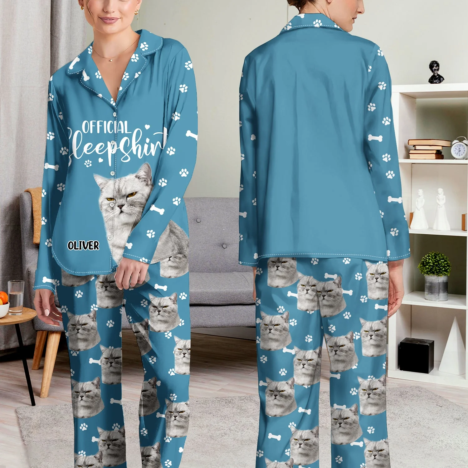 Custom Photo The Real Snuggle Official Sleepshirt - Gift For Pet Lovers, Dog Lovers, Cat Lovers - Personalized Long Pajamas Set - Image 5