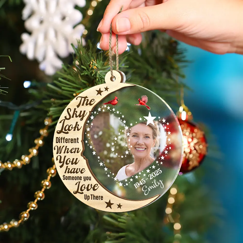 Custom Photo The Sky Look Different When You Have Someone Up There - Personalized 2-Layered Mix Ornament - Image 4