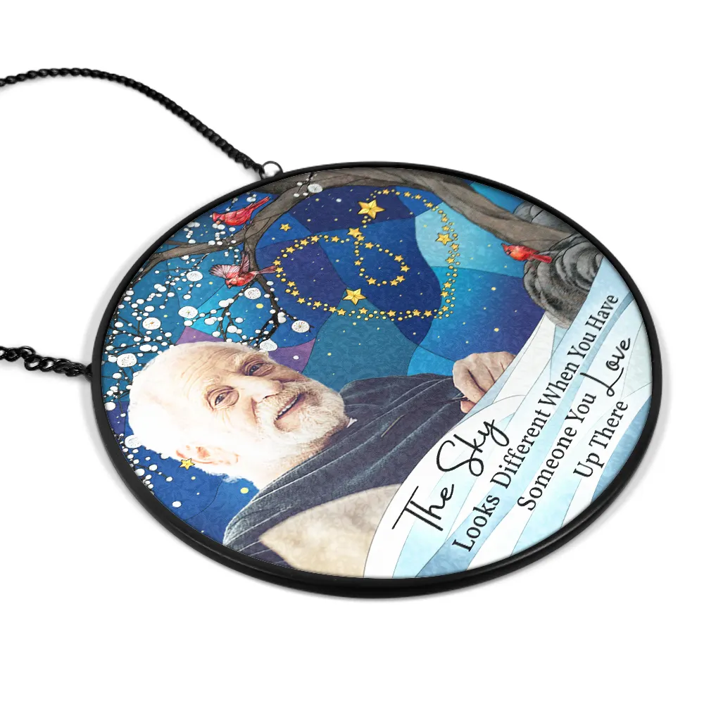 Custom Photo The Sky Looks Different Memorial Family - Personalized Stained Glass Window Hanging Suncatcher - Image 3