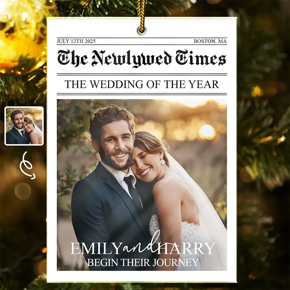 Custom Photo The Wedding Of The Year Newlywed Couples - Personalized Custom Shaped Acrylic Ornament - Image 2