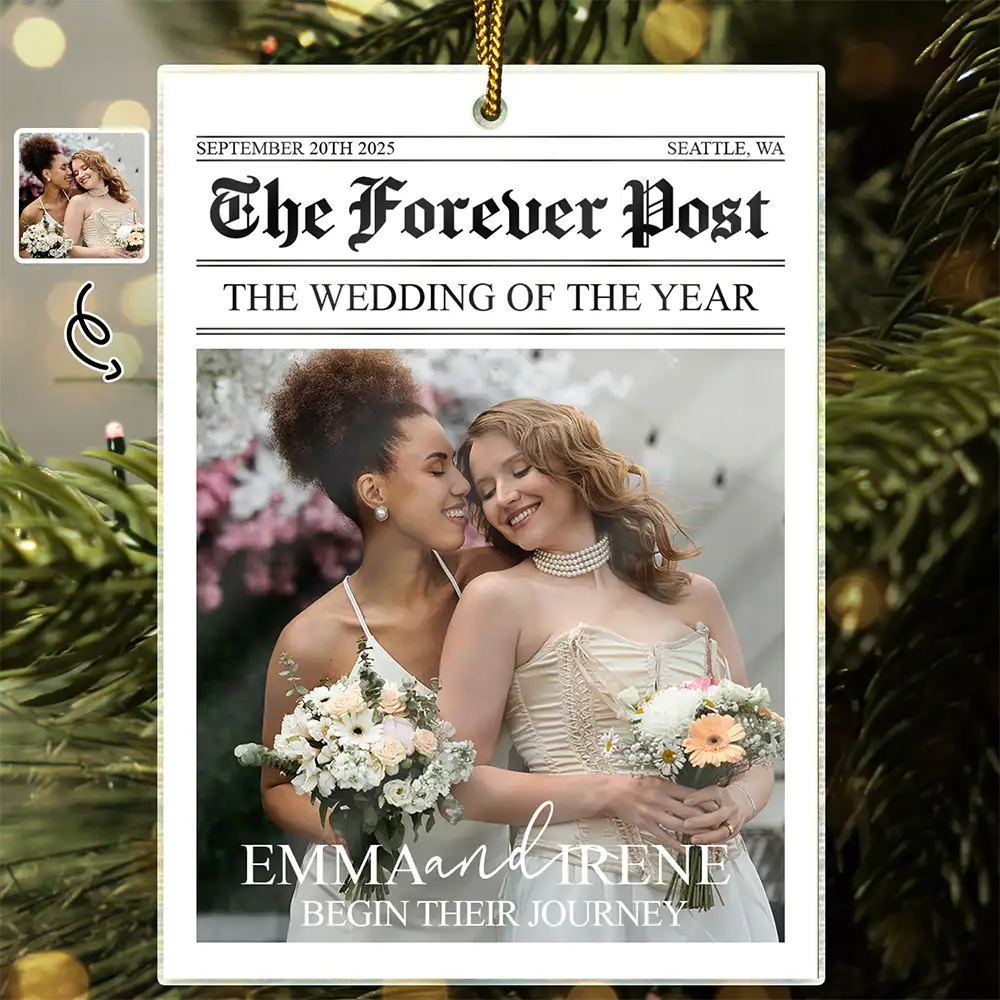 Custom Photo The Wedding Of The Year Newlywed Couples - Personalized Custom Shaped Acrylic Ornament - Image 3