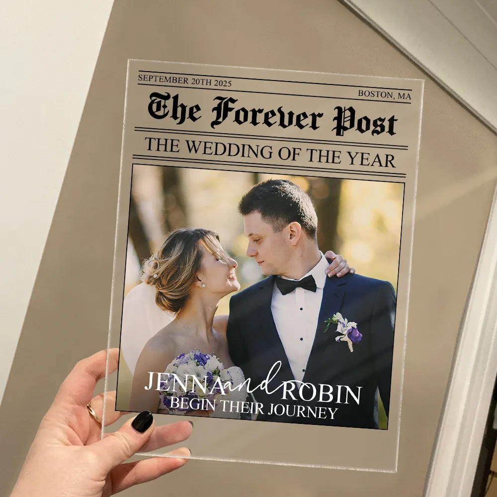 Custom Photo The Wedding Of The Year Newlywed Couples - Personalized Vertical Rectangle Acrylic Plaque - Image 4