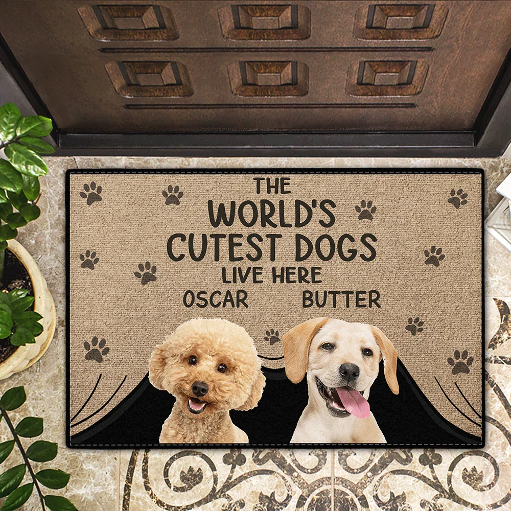 Custom Photo The World's Cute Dog Lives Here - Personalized Doormat - Image 3