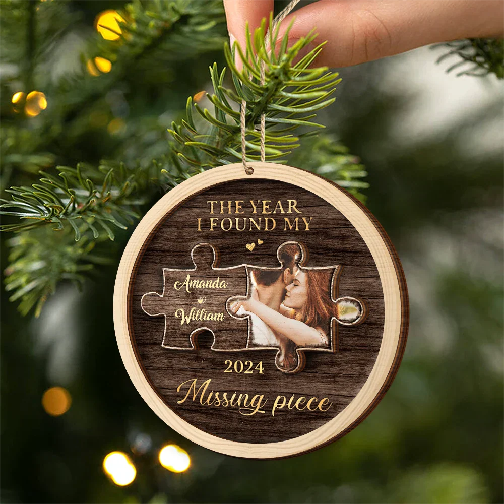 Custom Photo The Year I Found My Missing Piece - Personalized 2-Layered Wooden Ornament - Image 2