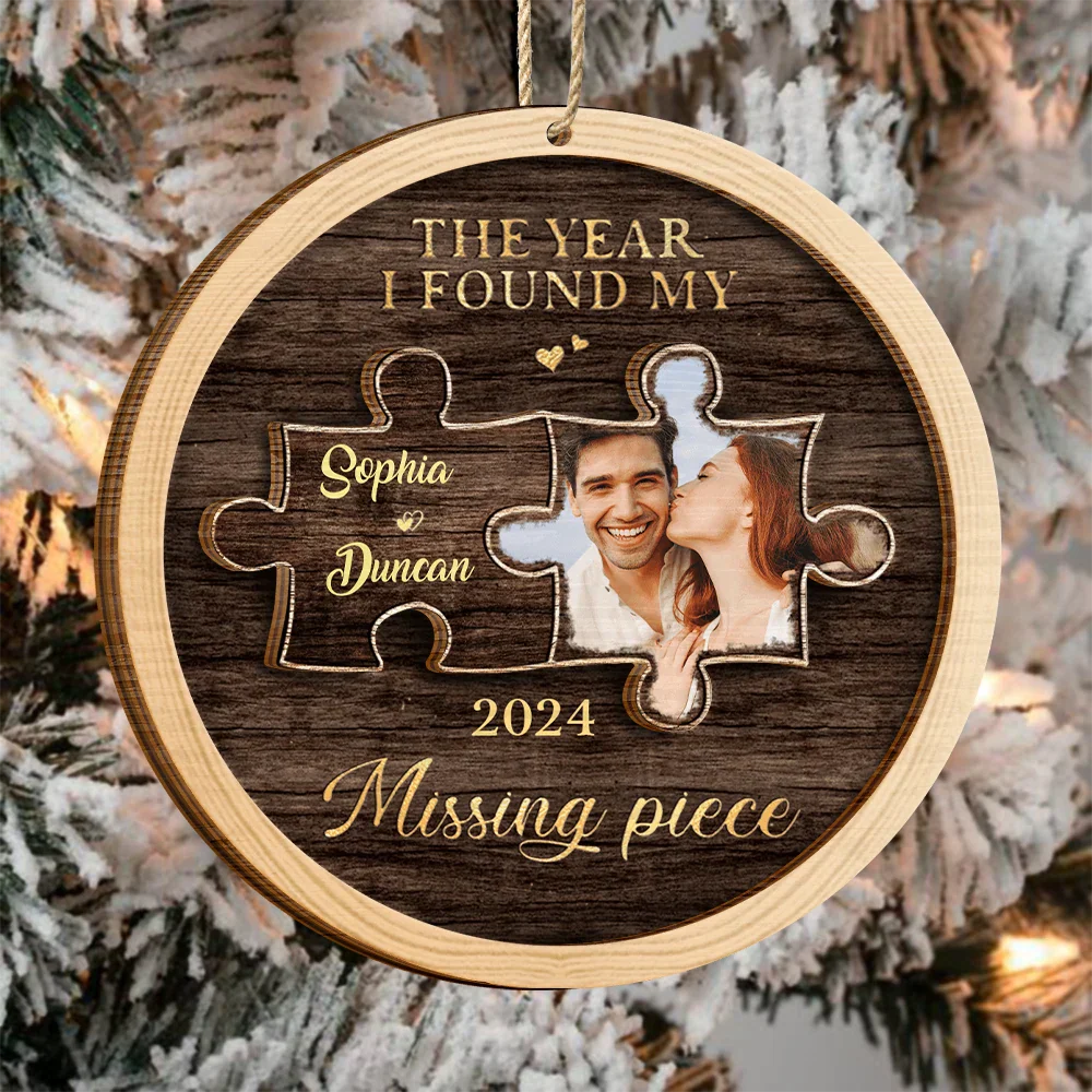 Custom Photo The Year I Found My Missing Piece - Personalized 2-Layered Wooden Ornament - Image 3