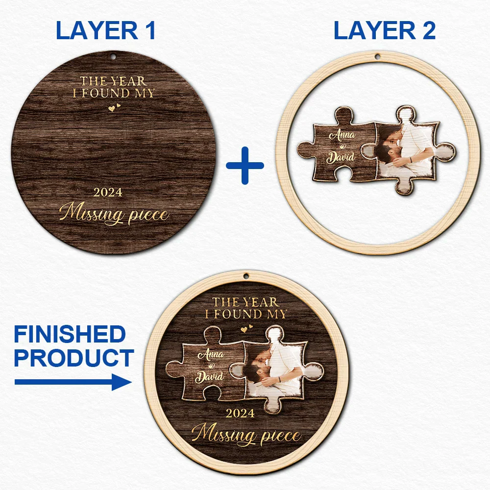 Custom Photo The Year I Found My Missing Piece - Personalized 2-Layered Wooden Ornament - Image 6