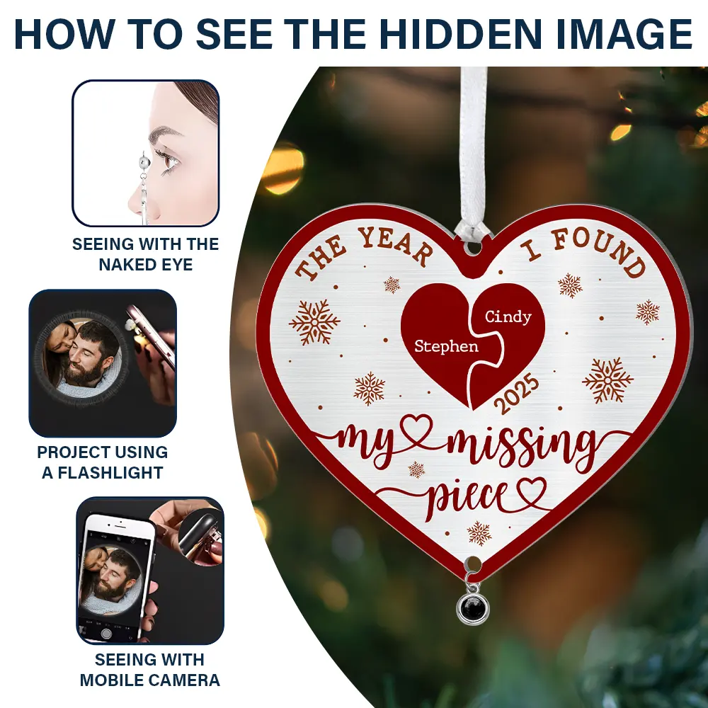 Custom Photo The Year I Found My Missing Piece - Personalized Custom Shaped Photo Projection Ornament - Image 4