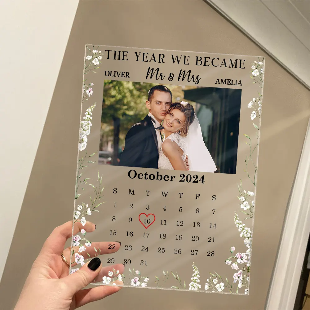 Custom Photo The Year We Became Mr & Mrs Couple - Personalized Vertical Rectangle Acrylic Plaque - Image 4