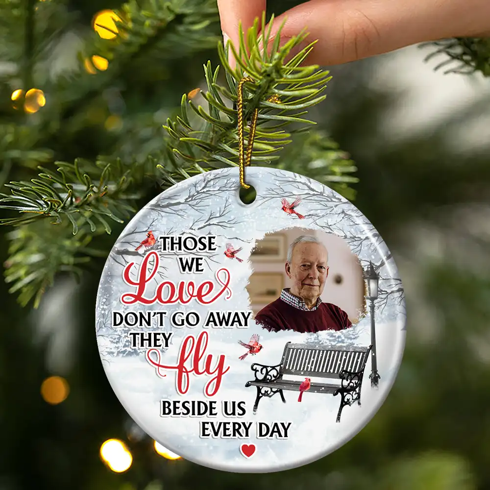 Custom Photo They Fly Beside Us Everyday - Personalized Circle Ceramic Ornament - Image 3