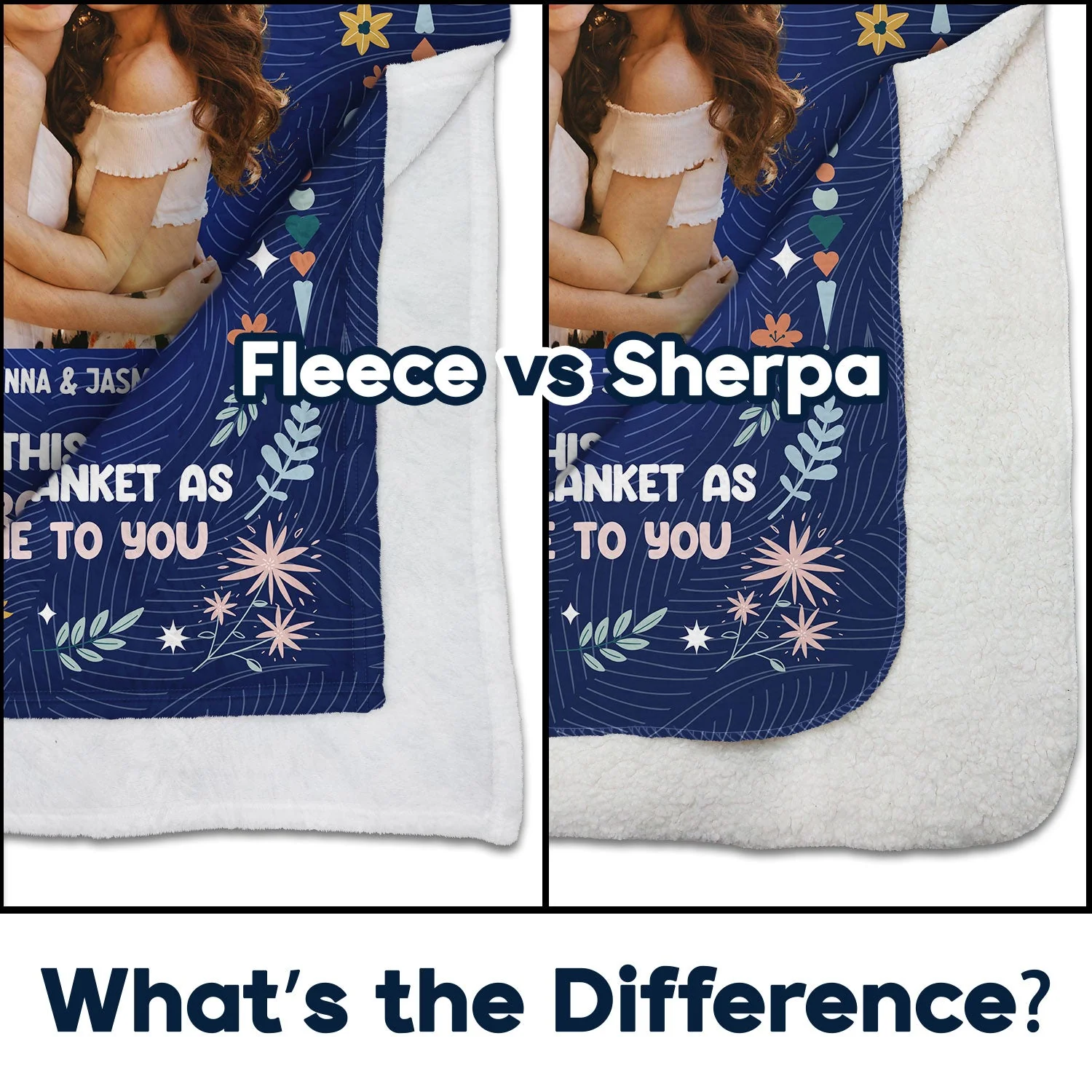 Custom Photo Think Of This Blanket - Gift For Sisters And Best Friends - Personalized Fleece Blanket - Image 5