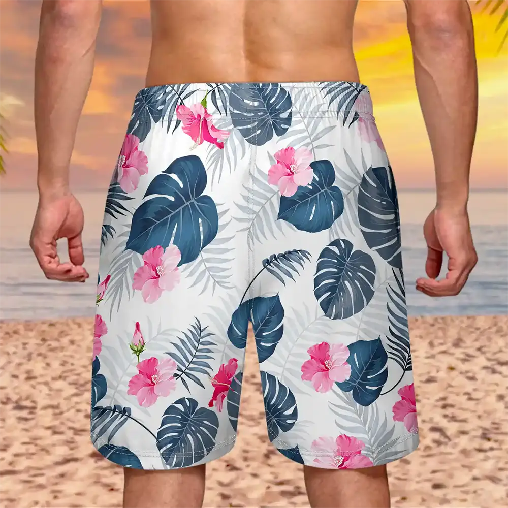 Custom Photo This Awesome Daddy Papa Belongs To - Personalized Unisex Beach Shorts - Image 5