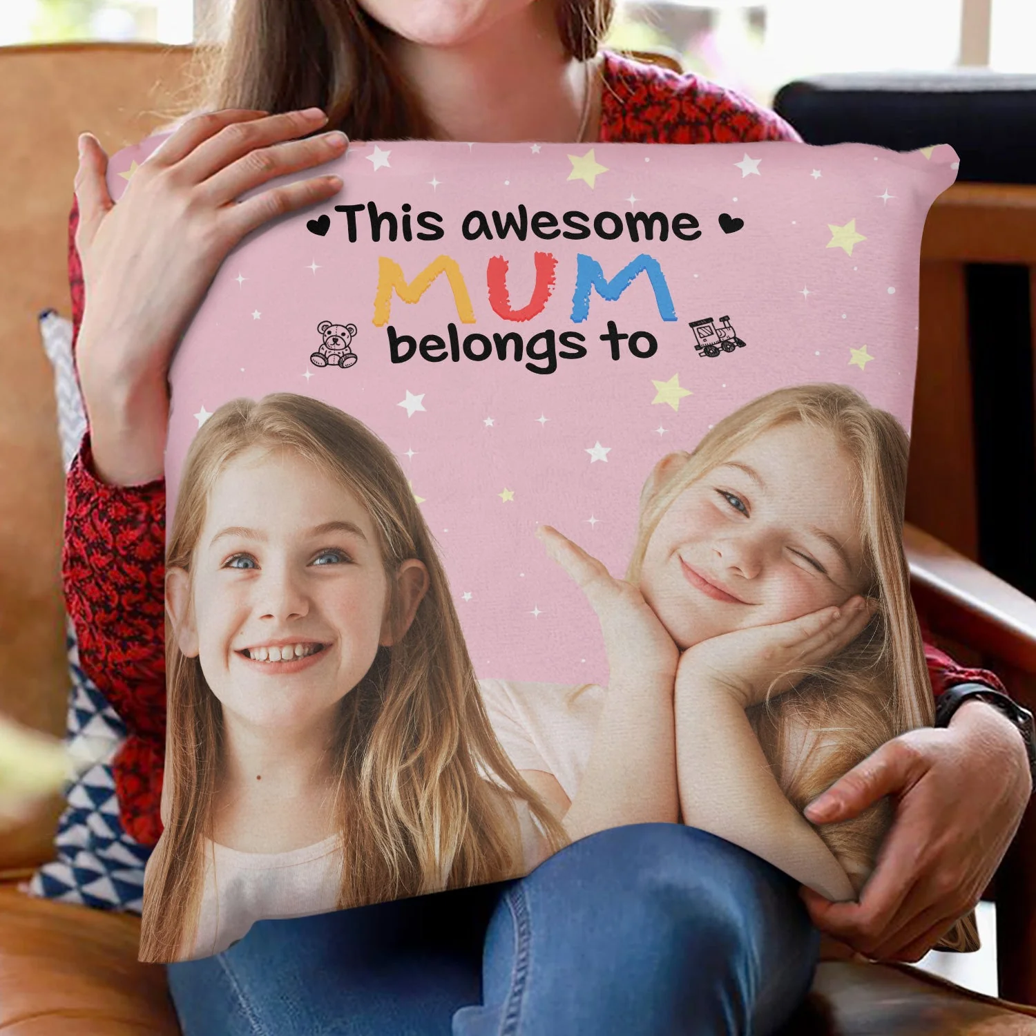 Custom Photo This Awesome Mommy Daddy Belongs To - Birthday, Loving Gift For Mother, Father, Grandma, Grandpa - Personalized Pillow - Image 3