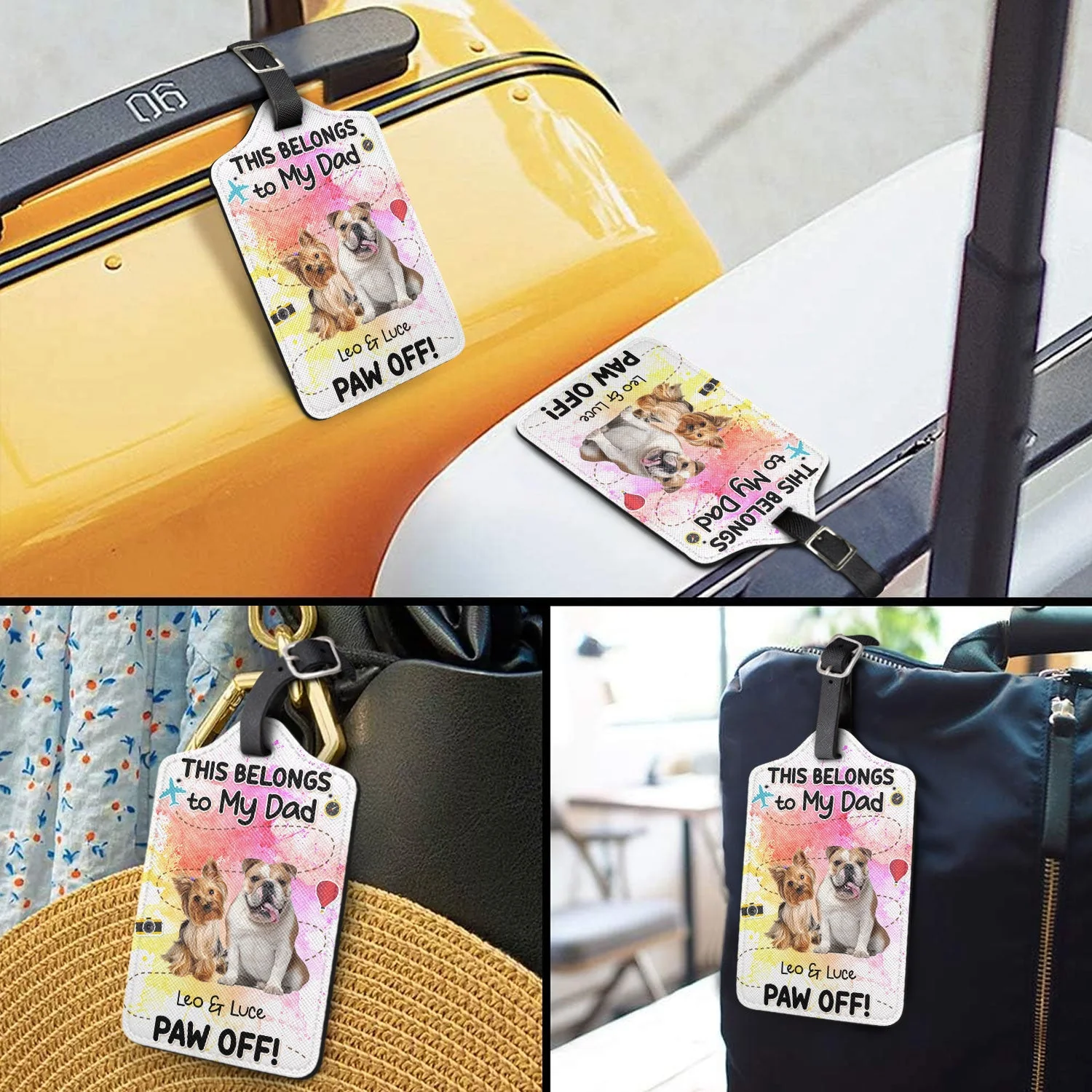 Custom Photo This Belongs To My Mom - Gift For Dog Mom, Dog Dad - Personalized Luggage Tag - Image 4